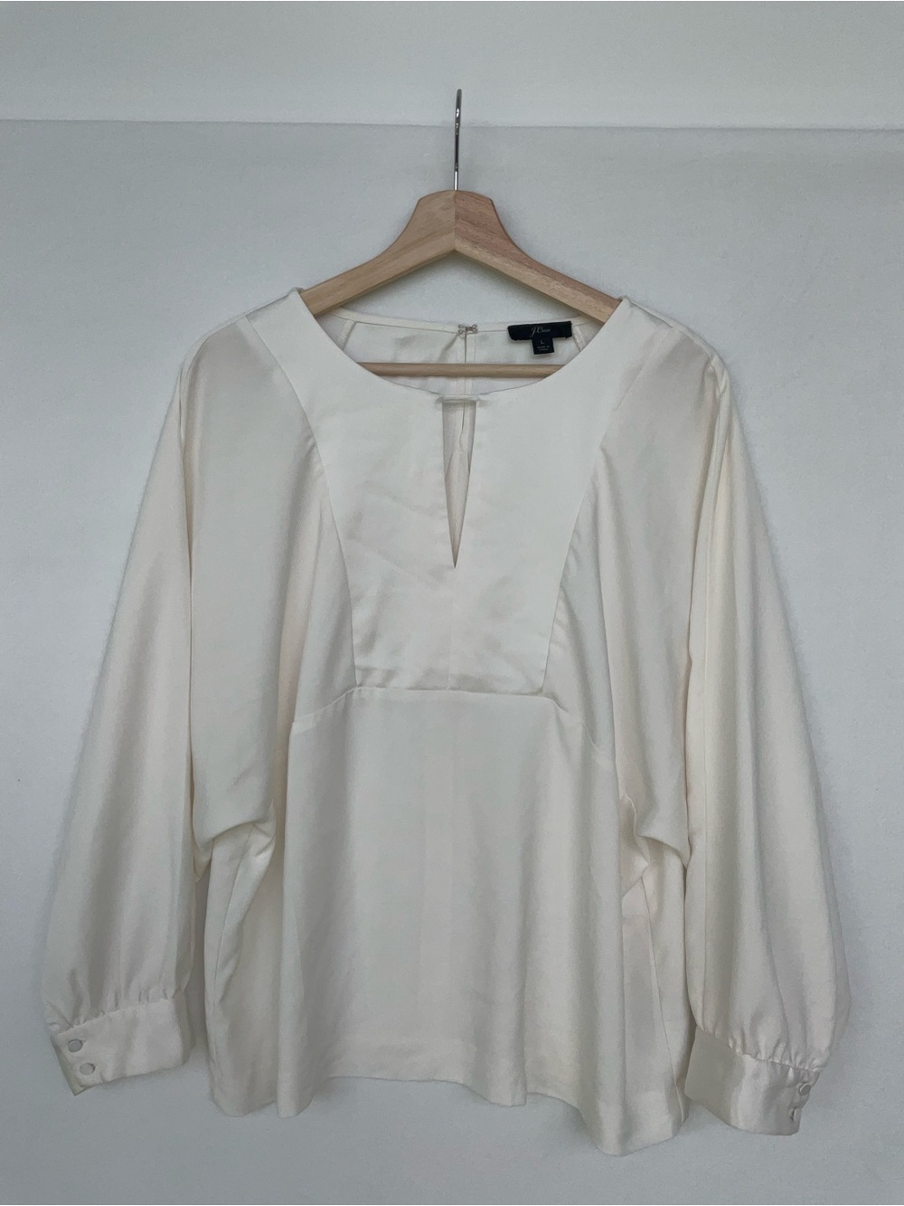 J. Crew Factory Cream Long Sleeve Split-Neck blouse
